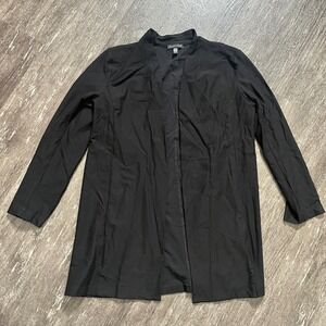 Eileen Fisher Black Open Front Cardigan Topper Jacket S Small Knit